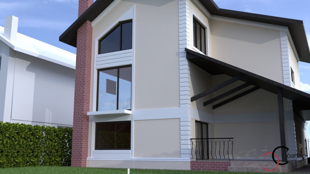 Simulare design fatada casa cu profile decorative din polistiren CoArtCo